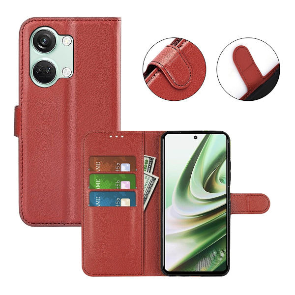OnePlus Nord 3 5G Plånboksfodral med Stativ - Brun Brun