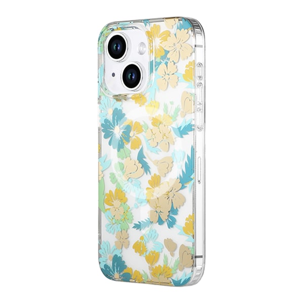 iPhone 14/15 Plus Mobilskal MagSafe - Blommor Turkos multifärg