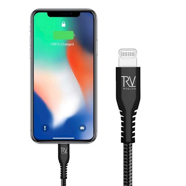 Rvelon USB-C till Lightning Kabel Flätad 1m Black