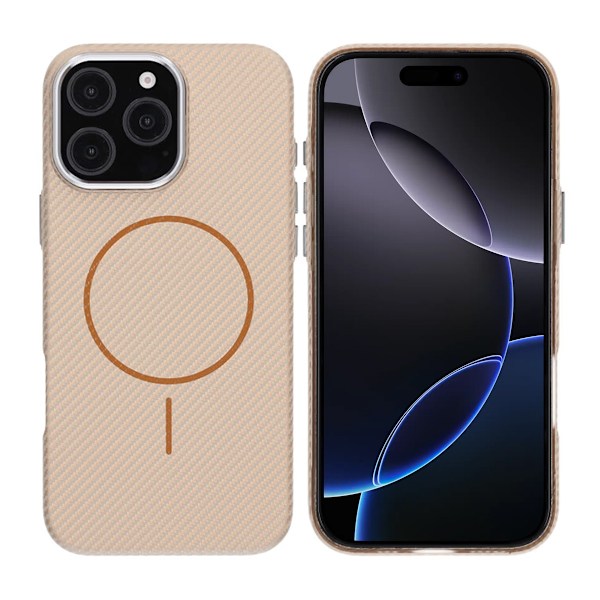 iPhone 16 Pro Max Mobilskal Carbonmönstrad - Guld Gold
