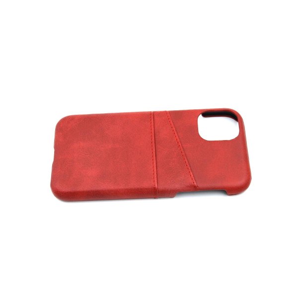 Mobilskal Läder med Kortfack iPhone 11 Pro Max - Röd Red