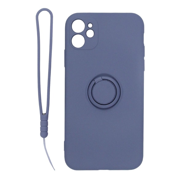 Silikonskal med Ringhållare och Handrem iPhone 11 - Grå grå