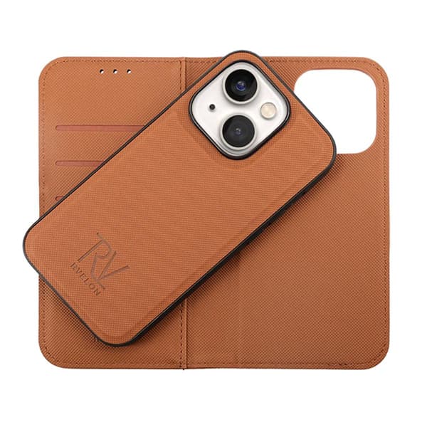 iPhone 14 Plus Plånboksfodral Magnet Rvelon - Brun Brown