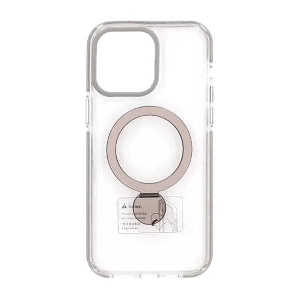 Skal Magsafe til iPhone 15 Pro - Transparent grå med ringstativ Grey