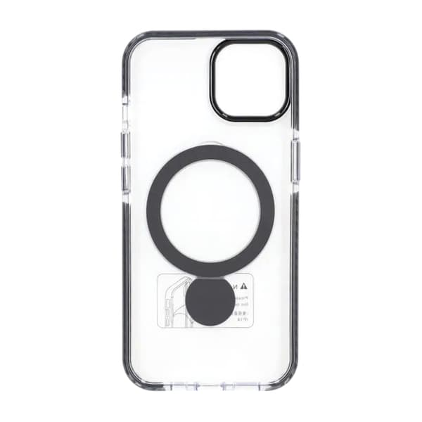 Cover Magsafe til iPhone 15 - Transparent sort med ringstativ Black