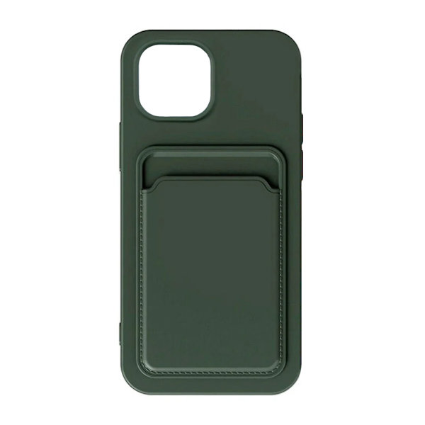 iPhone 15 Mobilskal Silikon med Korthållare - Grön Green