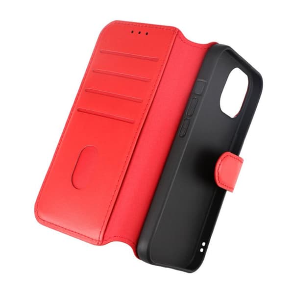 iPhone 15 Plånboksfodral Läder Rvelon - Röd Red