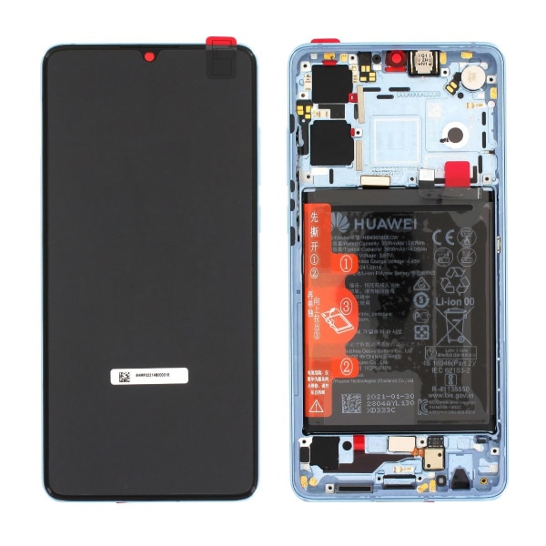 Huawei P30 (New Version) Skärm med LCD Display och Batteri Origi Blå