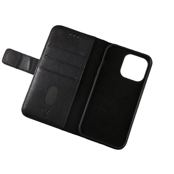 iPhone 12/12 Pro Plånboksfodral Läder Rvelon - Svart Svart