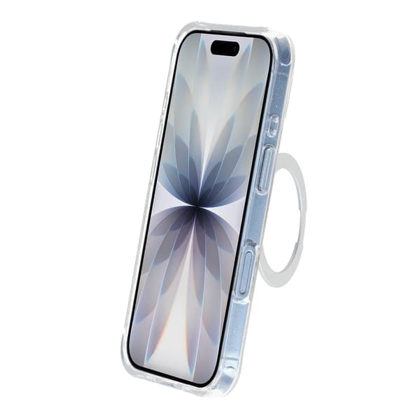 Glittrigt MagSafe-skal för iPhone 17 med roterande stativ - Vit vit