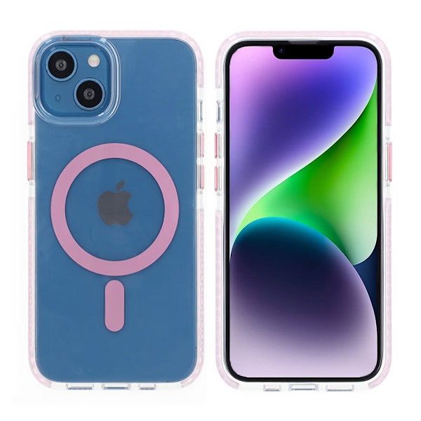 iPhone 13/14 Mobilskal Magnet Dubbelskydd - Rosa Rosa
