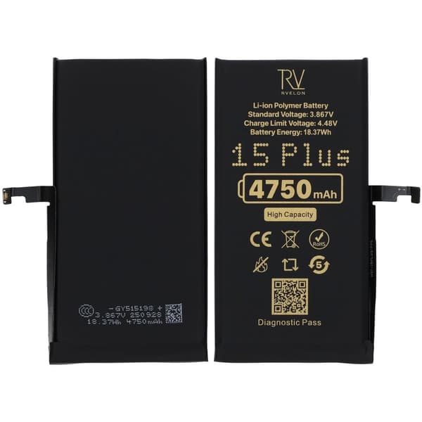 Rvelon Batteri til iPhone 15 Plus - 4750 mAh Høj Kapacitet