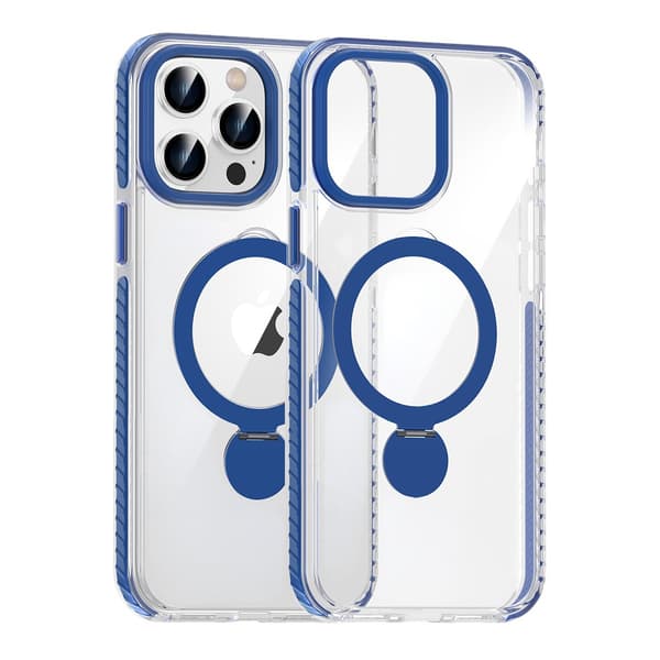 Skal Magsafe till iPhone 15 Pro - Transparent blå med ringstativ Blue