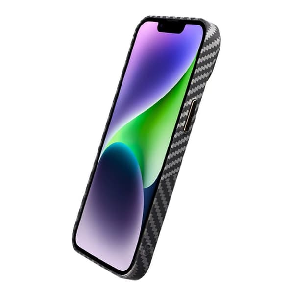 iPhone 15 Plus Mobilskal i Kolfiber - Svart och Vit Svart