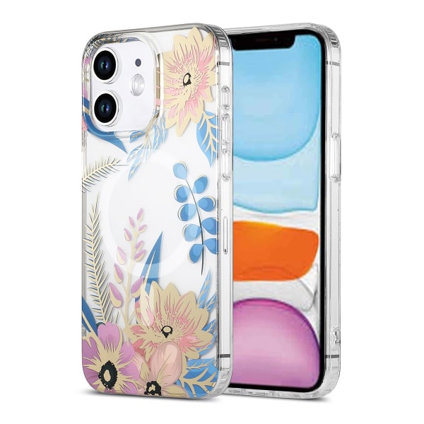 iPhone 11 Mobilskal MagSafe - Blommor Rosa/Blå multifärg