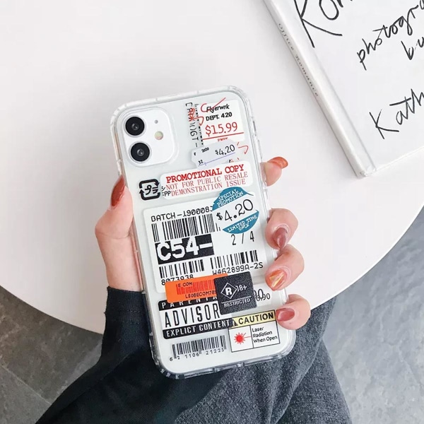 Stöttåligt Mobilskal iPhone 12 Mini - Fashion Streckkoder Transparent