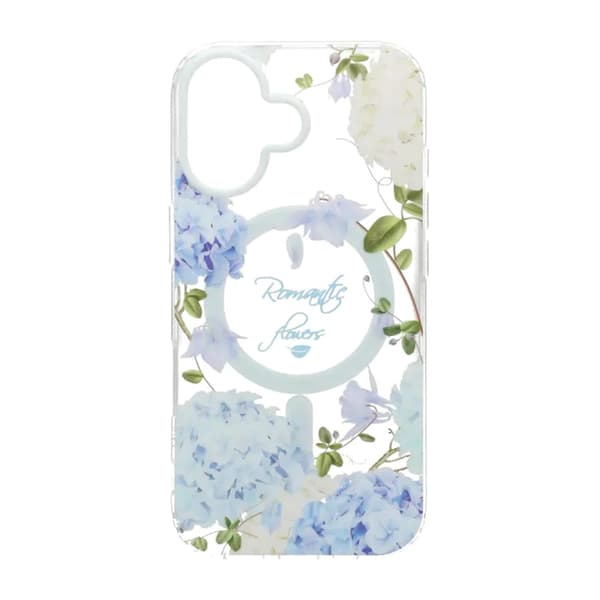 Matt MagSafe-skal med blommor för iPhone 17 - Blå