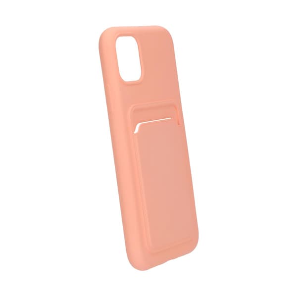 iPhone 11 Silikonskal med Korthållare - Rosa Pink