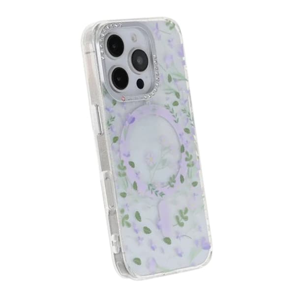 Blommigt Skal med Magsafe för iPhone 16 Pro Max - Lavender lila