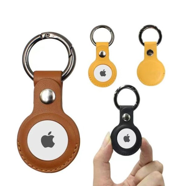 Apple Airtag Läderfodral Nyckelring - Brun Brown