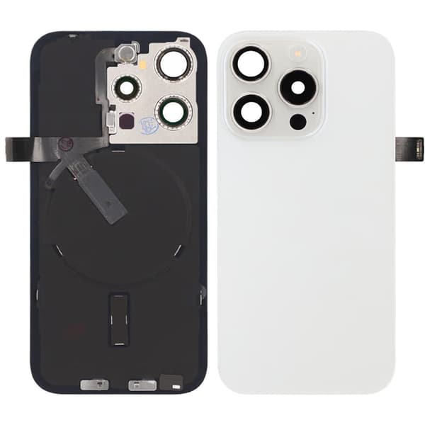 iPhone 15 Pro Baksida Glas Komplett OEM - Titanvit Vit