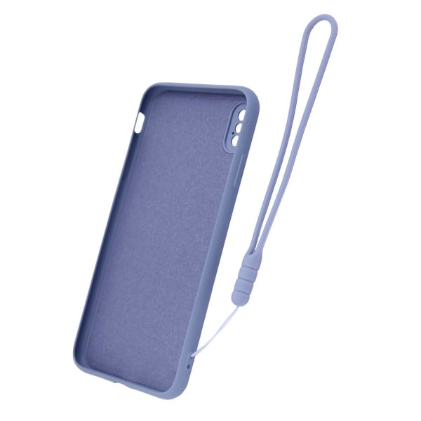 iPhone XS Max Silikonskal med Ringhållare och Handrem - Grå grå