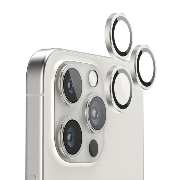 iPhone 16 Pro och 16 Pro Max Kameralins med metallram - Vit Vit