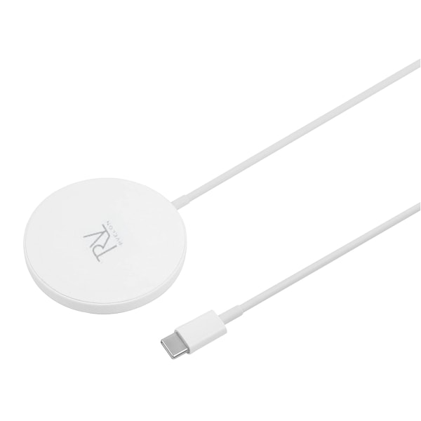 Rvelon Trådlös MagSafe Laddare med Stativ Qi2 15W USB-C - Vit Silver