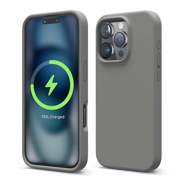 iPhone 16 Pro Mobilskal Silikon Magnet Rvelon - Grå grå