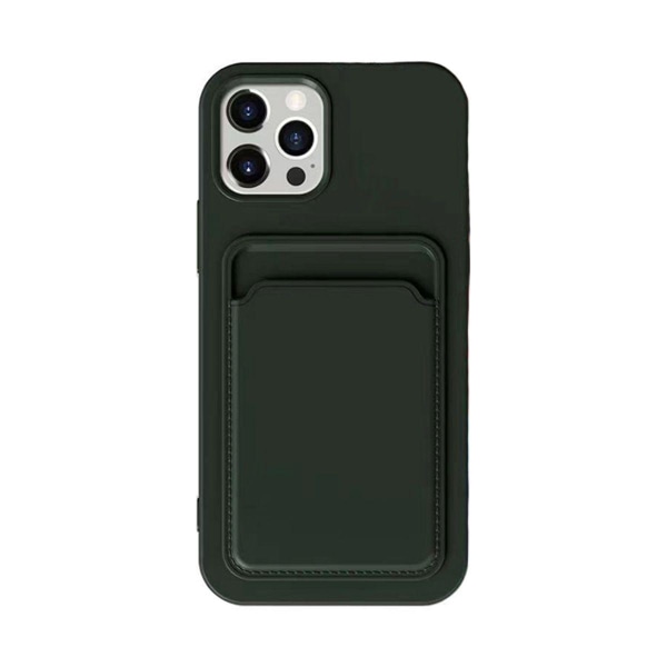 iPhone 13 Pro Max Silikonskal med Korthållare - Militärgrön Mörkgrön