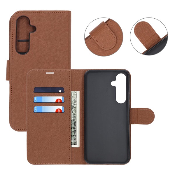 Samsung Galaxy S24 FE Plånboksfodral med Stativ - Brun Brown