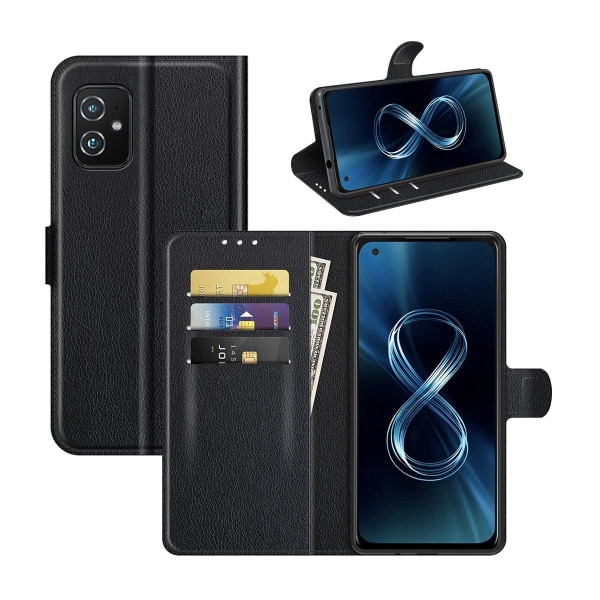 Asus Zenfone 8 5G Plånboksfodral med Stativ - Svart Svart