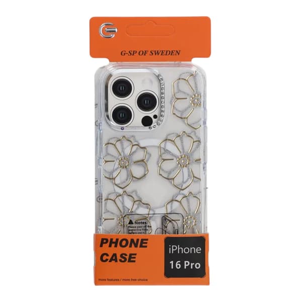 Mobilskal Magsafe till iPhone 16 Pro - Transparent med blommor Transparent