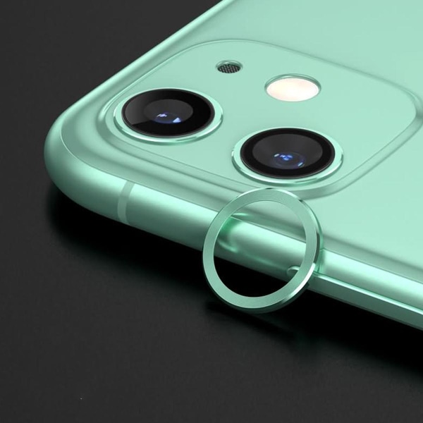 iPhone 12 Linsskydd med Metallram - Grön (2-pack) Green