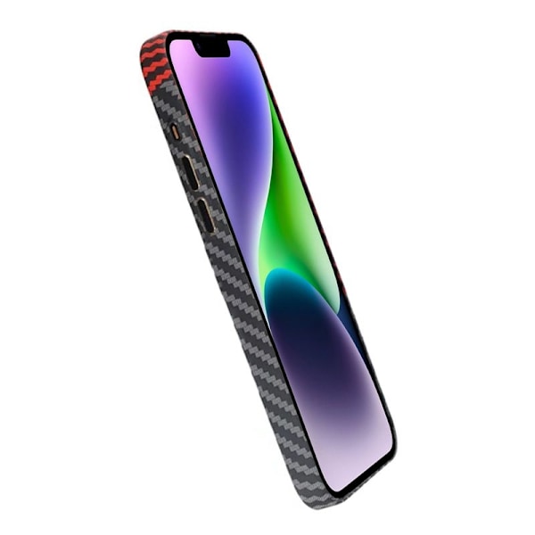 iPhone 15 Mobilskal i Kolfiber - Röd/Svart Multicolor