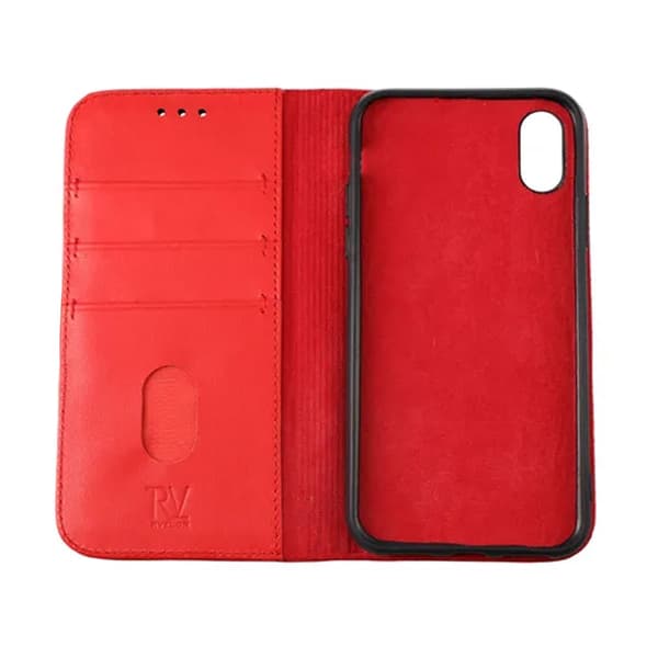 iPhone X/XS Plånboksfodral Läder Rvelon - Röd Röd