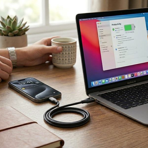 Rvelon USB-C till USB-C Kabel 2m Black