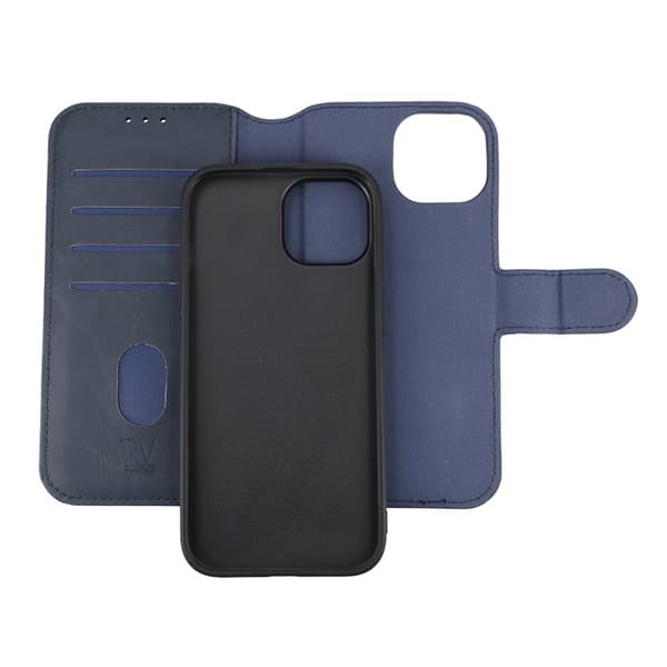 iPhone 15 Plånboksfodral Magnet Rvelon - Blå Marinblå