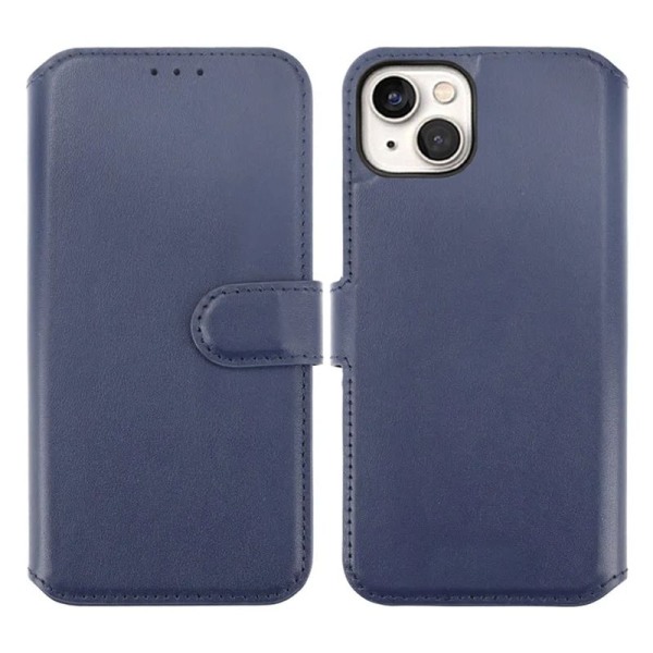 iPhone 15 Plånboksfodral Läder Rvelon - Blå Marinblå