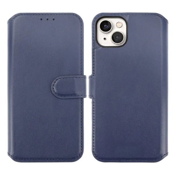 iPhone 15 Plånboksfodral Läder Rvelon - Blå Marine blue