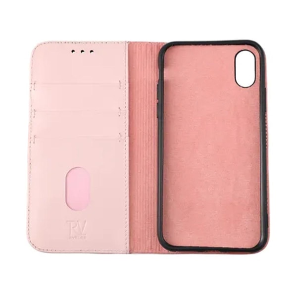 iPhone X/XS Plånboksfodral Läder Rvelon - Rosa Old pink