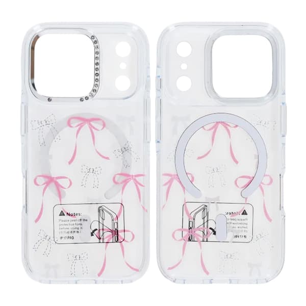 Mobilskal Magsafe till iPhone 17 Pro - Transparent med rosett Transparent