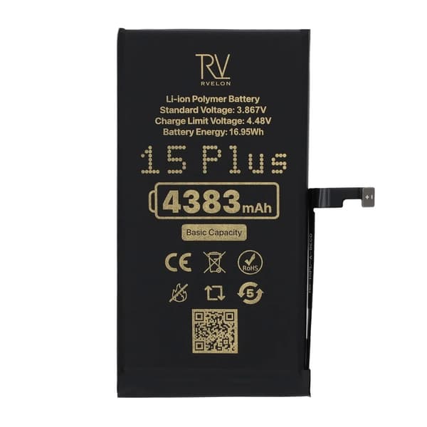 Rvelon Premium-akku iPhone 15 Plus -puhelimelle - 4383 mAh