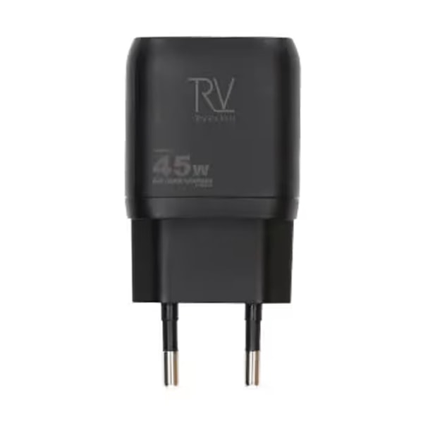Rvelon USB C Väggladdare 45W GaN Dubbel Port- Svart Svart