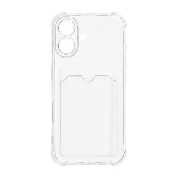 iPhone 16 Plus Mobilskal Stöttåligt med Korthållare - Transparent Transparent