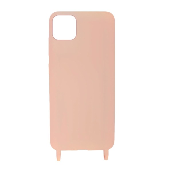 iPhone 11 Pro Max Silikonskal med Rem/Halsband - Rosa Pink