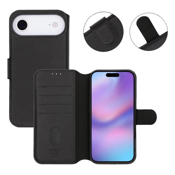 Rvelon Plånboksfodral Äkta Läder för iPhone Air - Svart Black