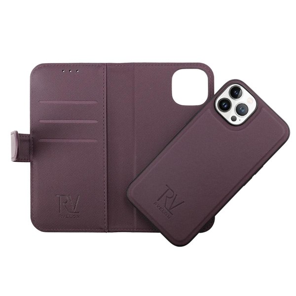 iPhone 14 Pro Plånboksfodral Magnet Rvelon - Lila Bordeaux