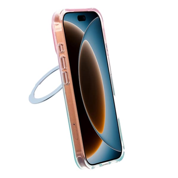 Marmoreret cover til iPhone 17 Pro Max og 18 Pro Max med roterende stativ og Magsafe - Blå blå