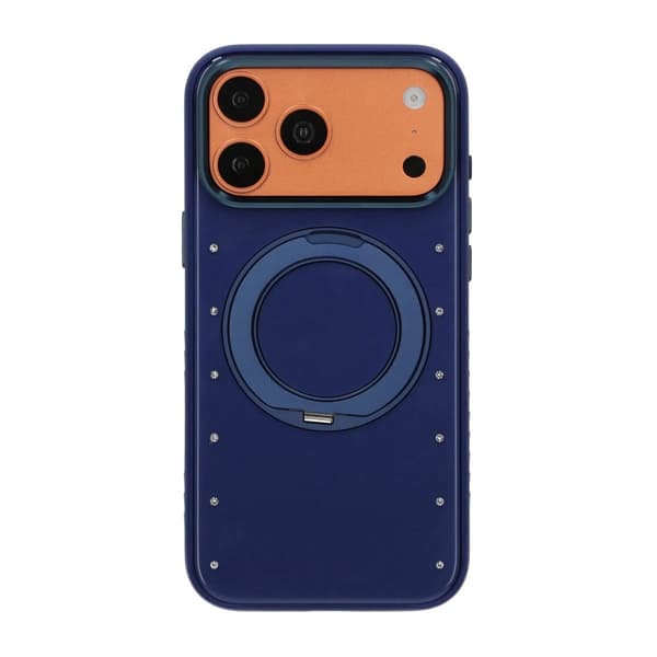 Mobilskal med roterande stativ och strass för iPhone 17 Pro Max och 18 Pro Max - Blå blå